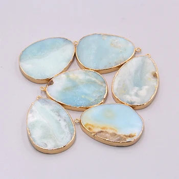 

Natural blue amazonite gem stone pendant for necklace bracelet earring Accessories jewelry making stone pendants charm wholesale