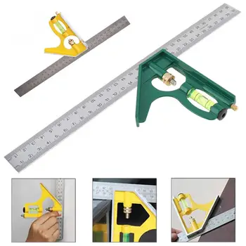 

12 Inch 300mm Adjustable Combination Square Angle Ruler 45 /90 Degree With Bubble Level Multi-functional Measuring Tools