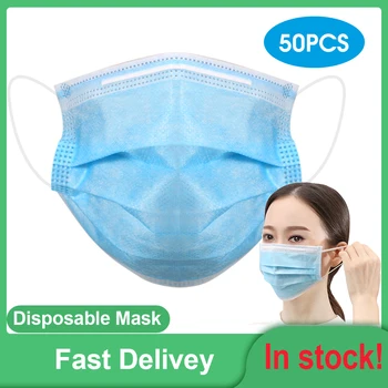 

100 pcs Face Mouth Protective Mask Disposable 3 Layers Filter Earloop Non Woven Mouth Masks Shipping within 24 Hours