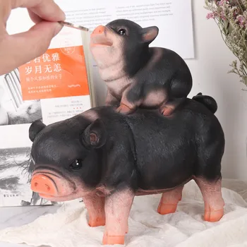 

Modern Miniature Pig Figurines Resin Statue Piggy Bank Saving Cash Coin Money Box Living Room Decor Christmas Gift Twisted Pet