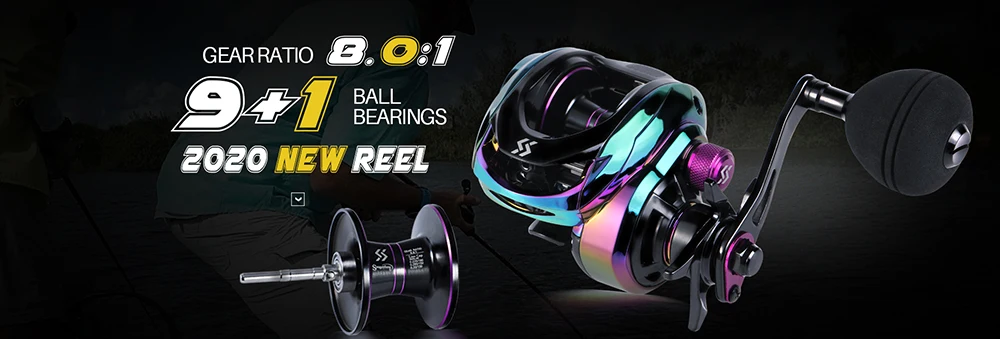Sougayilang Baitcasting Fishing Reel 9+1 Ball Bearings 8.0:1 High Speed  Baitcaster Bait Casting Reels 