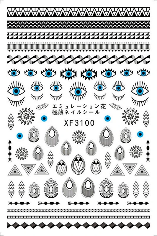XF3100 3D наклейки для ногтей греческий Римский стикер на ногти украшение самоклеющиеся Глаза DIY Наклейка Маникюр для дизайна ногтей - Цвет: XF3100