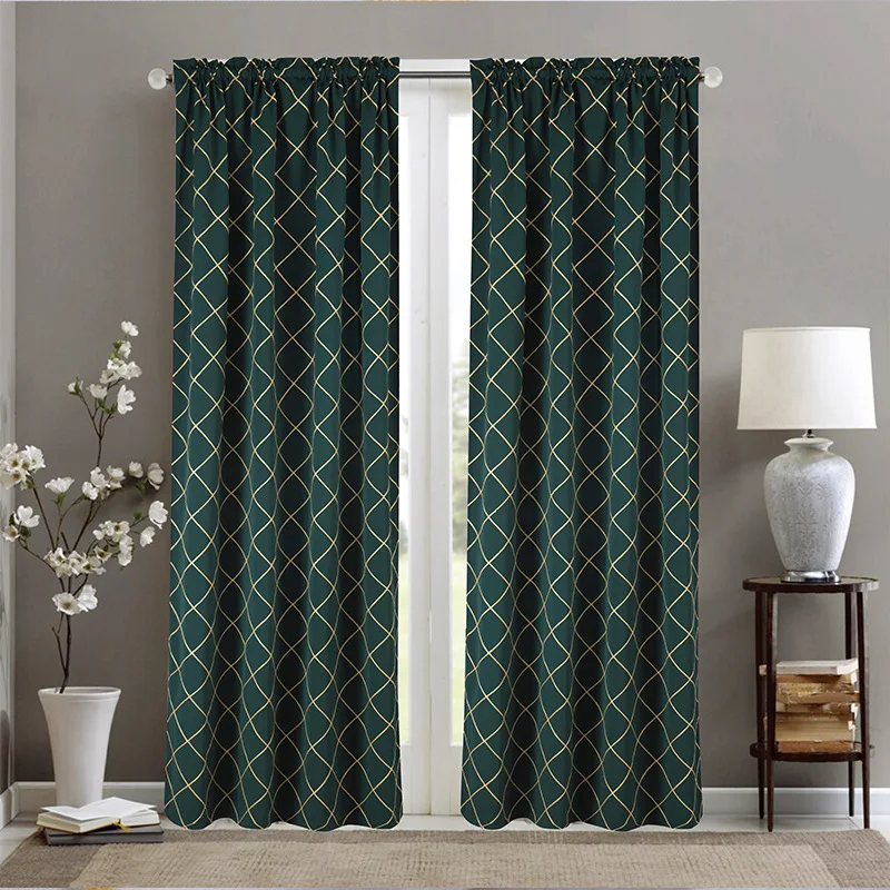 

Nordic Finished Curtains Solid Color Geometric Embroidery Wear Rod Curtains Windows Curtains for Bedroom Living Room