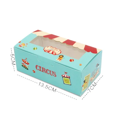 S 10pcs Circus Paper Cake Box Cute Animal Cookie Muffin Cupcake Baking Packaging Box Wedding Christmas Gift Candy Soap Boxes - Цвет: S