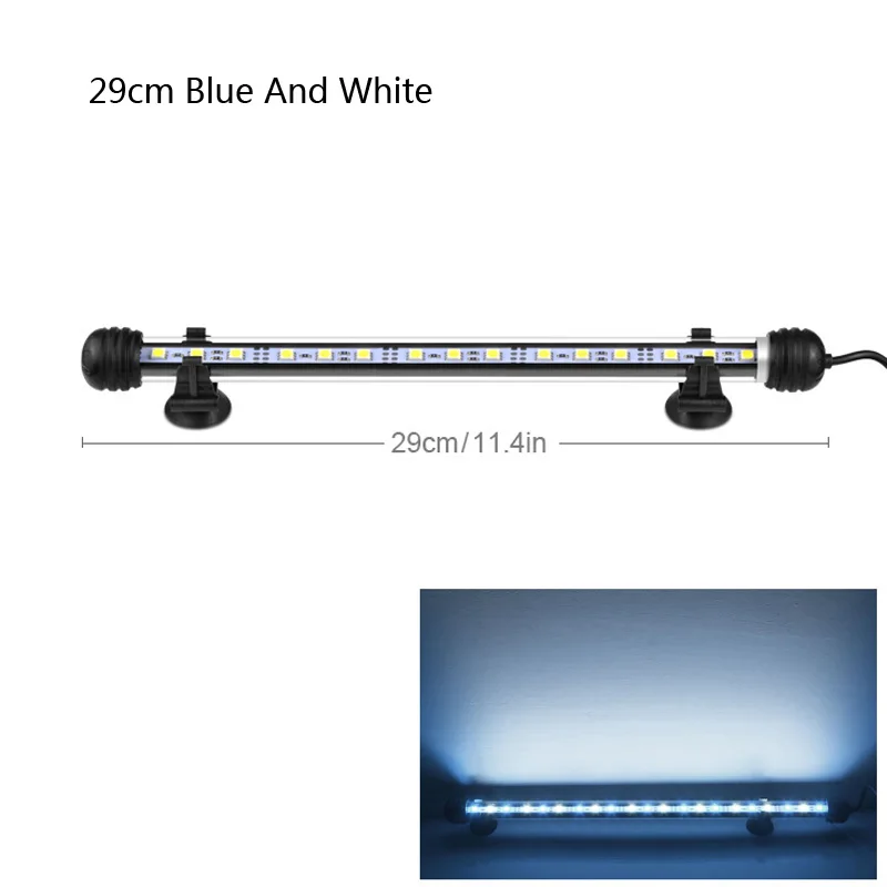 29CM Blue And White Аквариум светодиодный бар светильник Водонепроницаемый садок для рыбы светильник 19/29/39/49 см подводный Водолей лампа Аквариумы Декор Светильник ing 220V ЕС Мощность - Цвет: 29CM Blue And White