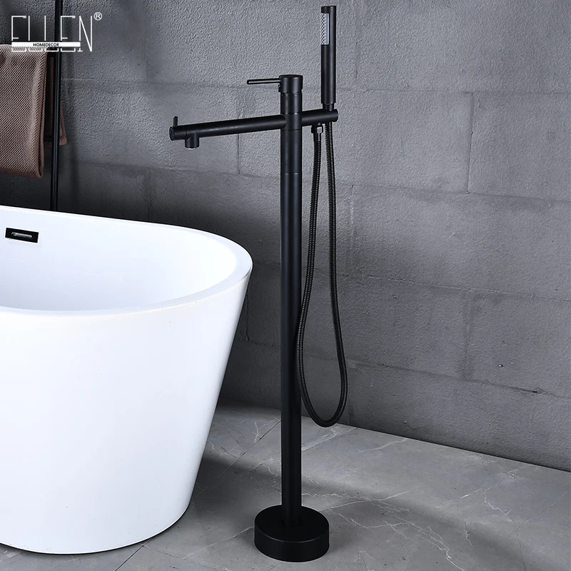 

Эллен черный напольный смеситель для ванны комплект с ручной душевой лейкой для ванны горячая холодная напольная стойка смеситель ELS2011