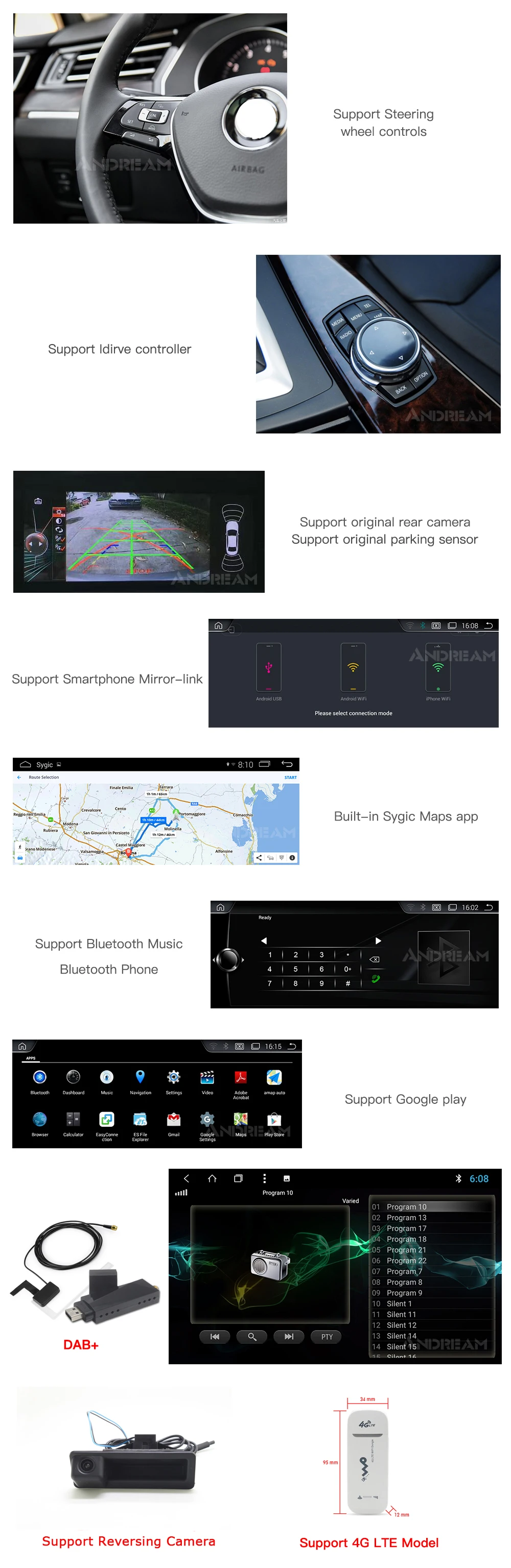 " Android 9 шестиядерный 2G+ 32G Автомобильный мультимедийный для AUDI A4 S4 A5 S5(2008- B8) Q5(2010-) Bluetooth gps навигация Wifi