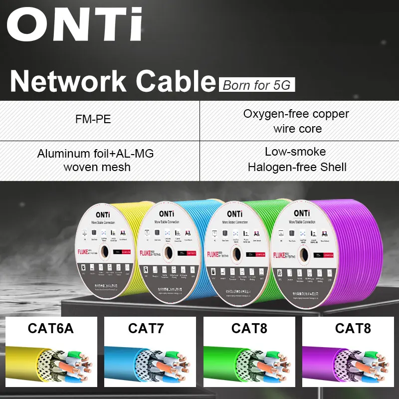 ONTi RJ45 CAT8 CAT7 CAT6A экранированный кабель S/FTP 22AWG/23AWG 4PR бескислородная медь LSZH ANSI/TIA