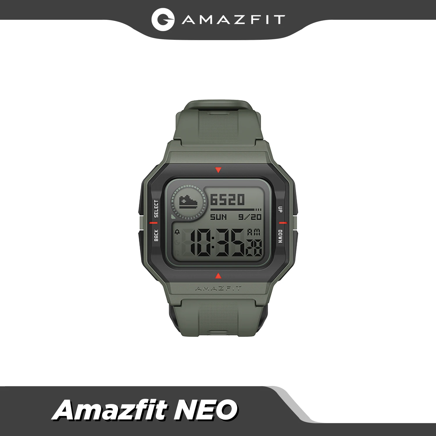 HOT SALES! Amazfit Neo Retro Design Smartwatch 5ATM Heart Rate Monitoring Sleep Tracking 28 Days Battery Life Smart Watch red black green