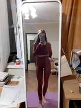 Gym Leggings Sportswear Crop-Top Yoga-Set Fitness Workout Seamless Long-Sleeve High-Waist