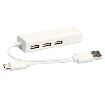 

Type-C+USB 2.0 to RJ45 Lan Card Ethernet Network Cable+3 Port Hub for Win 8 7 XP#T3