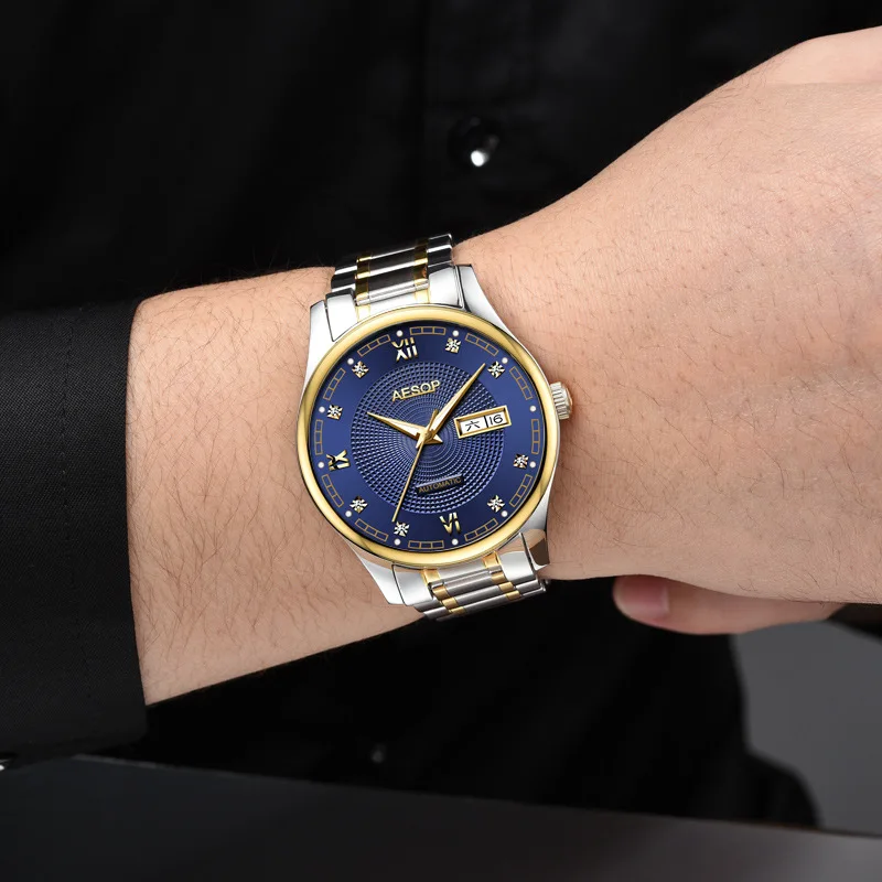

Brand Watch Fully Automatic Analog Watch Waterproof Night Light Steel Belt Men MEN'S Watch