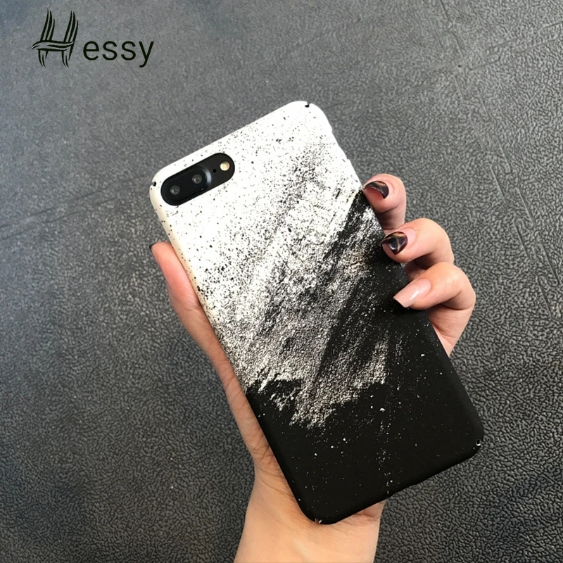 Hessy Wind Marble Phone Cases for IPhone X 8 7 6 6S Plus Sand Black and White Painting Cover XS XR XSMAX Matte | Мобильные телефоны