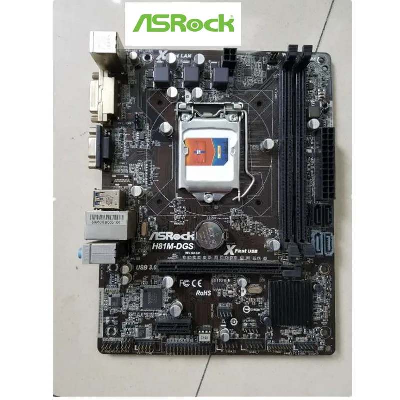 Б/у оригинальный слот LGA1150 H81 материнская плата для ASRock H81M-DGS настольная USB3.0 SATA3 DDR3 |
