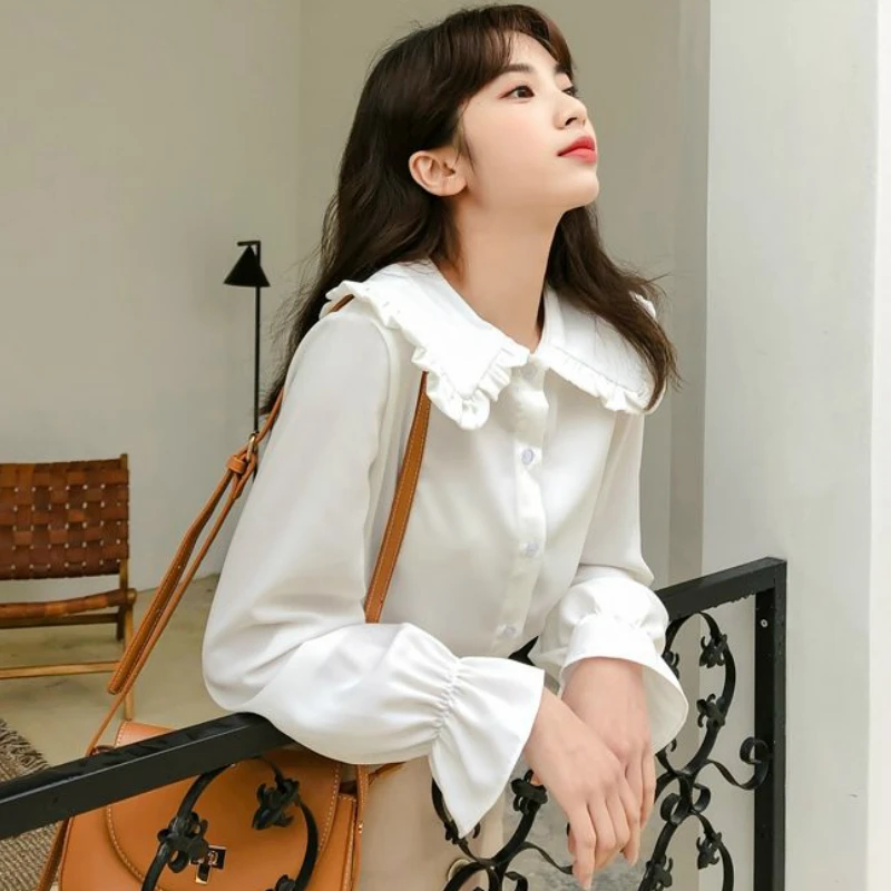 Shirts Women Pure Fresh Simple Leisure Popular Sweet Girls Spring New Arrival Kawaii Blouses Holiday Female Clothes Preppy Style