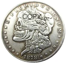 США 1878-P-CC-S Морган доллар Череп Зомби Скелет ручной резной посеребренные копии монет