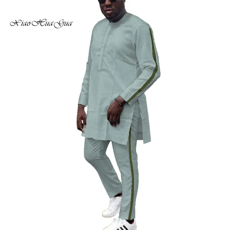Дашики мужская одежда в африканском стиле рубашки и брюки комплект из 2 предметов большого размера в африканском стиле хлопковая одежда с длинными рукавами и круглым вырезом WYN687