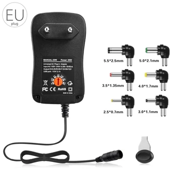 

Portable AC/DC Adapter Switching Adjustable Power Supply Transformer Converter 8 Plug 30W for 3V to 12V Electronics LED Strip