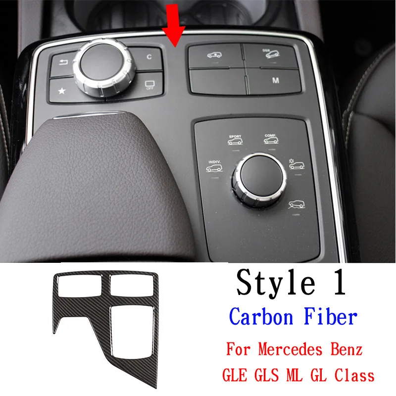 Style 1 Carbon Fiber Для GLGLS X166 2013-19 автомобильные аксессуары ABS центральное управление мультимедийная рамка украшение для Mercedes-Benz ML GLE W167 2012 - Название цвета: Style 1 Carbon Fiber