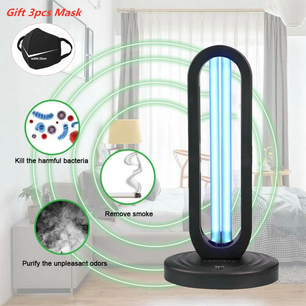 

US Plug 38W High Ozone UV Disinfection lamp 360 Degree Remote Ultraviolet Lamps UVC Germicidal Light Prevention Lights
