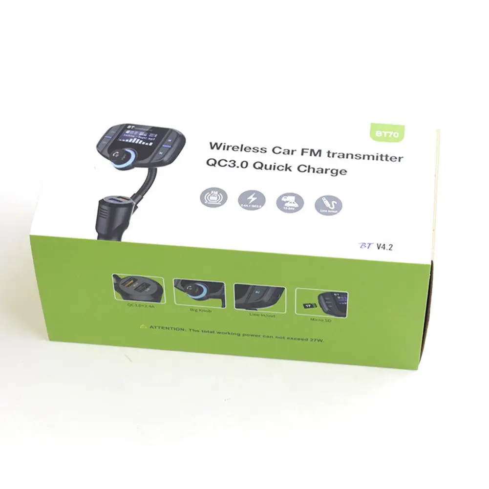 Dragonpad FM Bluetooth fm-передатчик модулятор 2 порта быстрой зарядки 3,0 Hands-free Автомобильное зарядное устройство 1,65 ''поддержка MP3-плеера