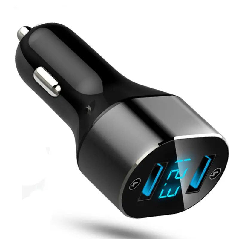 QC3.0 двойной USB Автомобильное зарядное устройство для телефона адаптер быстрой зарядки с светодиодный экран дисплея для iPhone samsung Galaxy Xiaomi huawei и многое другое