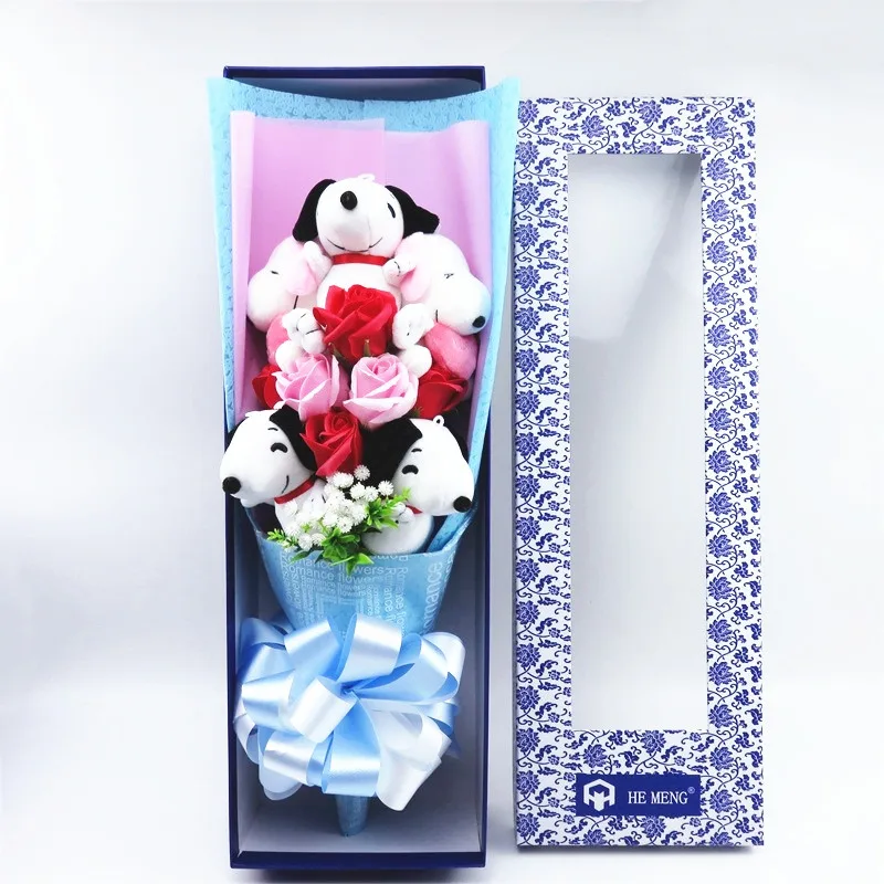 flowers with stuffed animals