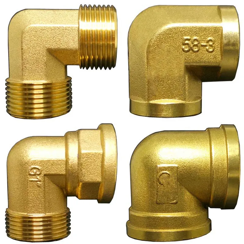 Pipe Fitting 1/8" 1/4" 3/8" 1/2" 3/4" 1" Female x Male Thread 90 Deg Brass Elbow Connector Coupler for Water Fuel Copper Adapter
