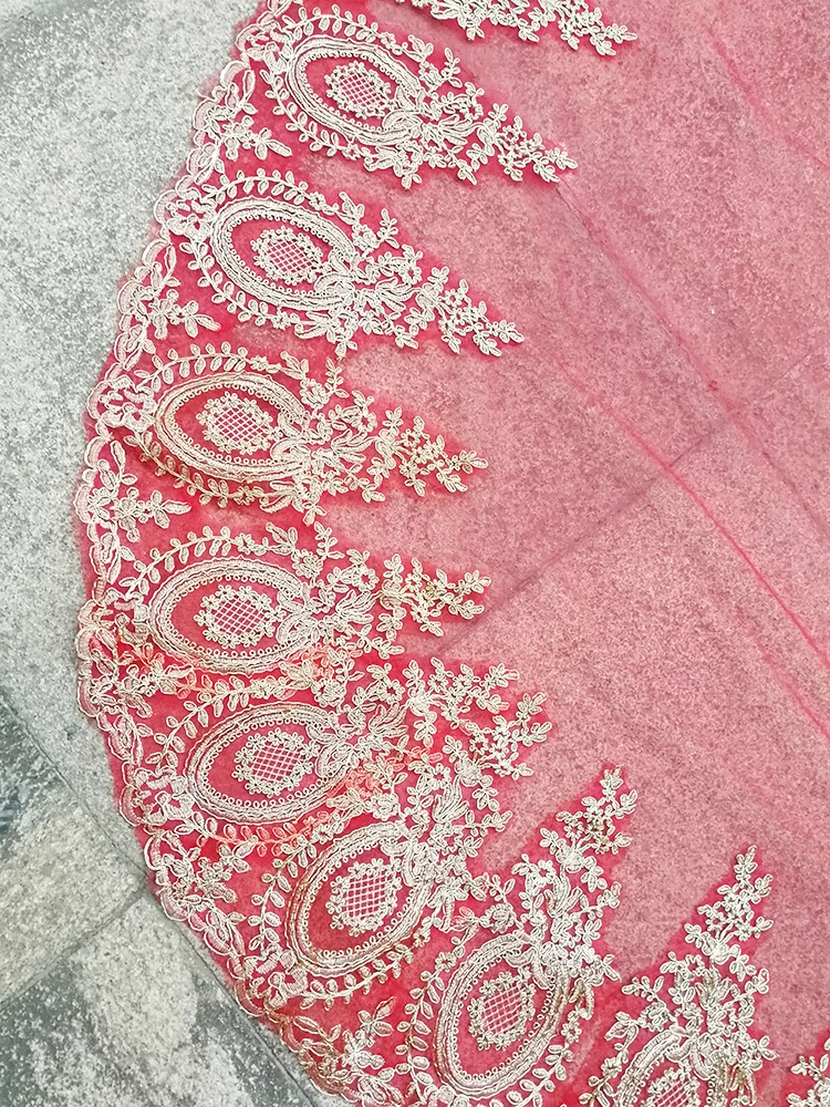 3 м 4 м полный край с кружевом Bling Sequins один слой Длинная свадебная вуаль белая слоновая кость фата