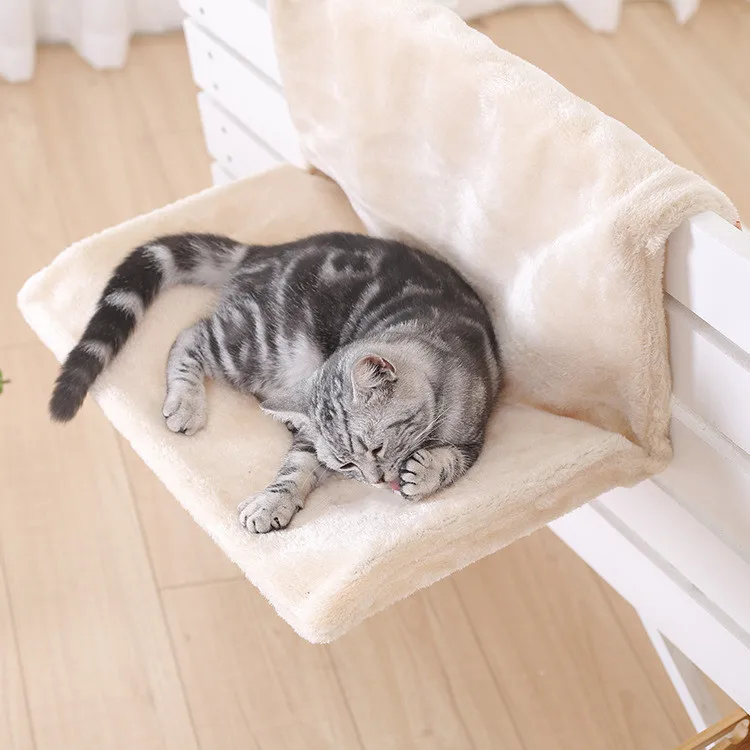 Переносная кровать для кошки на подоконник, переноска для кошки с радиатором, гамаки для кошки, подвесная кровать для кошки, уютная переноска, кровать для питомца, сиденье, гамак - Цвет: Beige