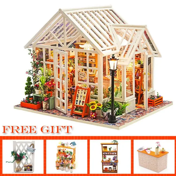 M09A CUTEBEE DIY кукольный домик деревянные кукольные домики Миниатюрный Кукольный дом набор мебели Каса музыка светодиодные игрушки для детей подарок на день рождения M21 - Цвет: M09A