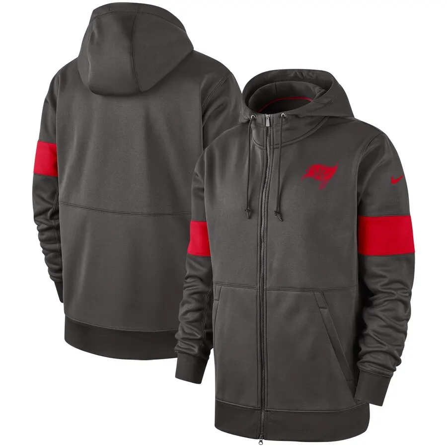 Tampa Bay Buccaneers куртки для мужчин Sideline производительность Full-Zip Hoodie оловянный