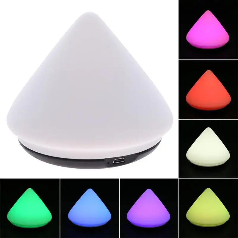 Силиконовый Настольный светильник в форме пирамиды RGB светодиодный ночной Светильник для автомобиля
