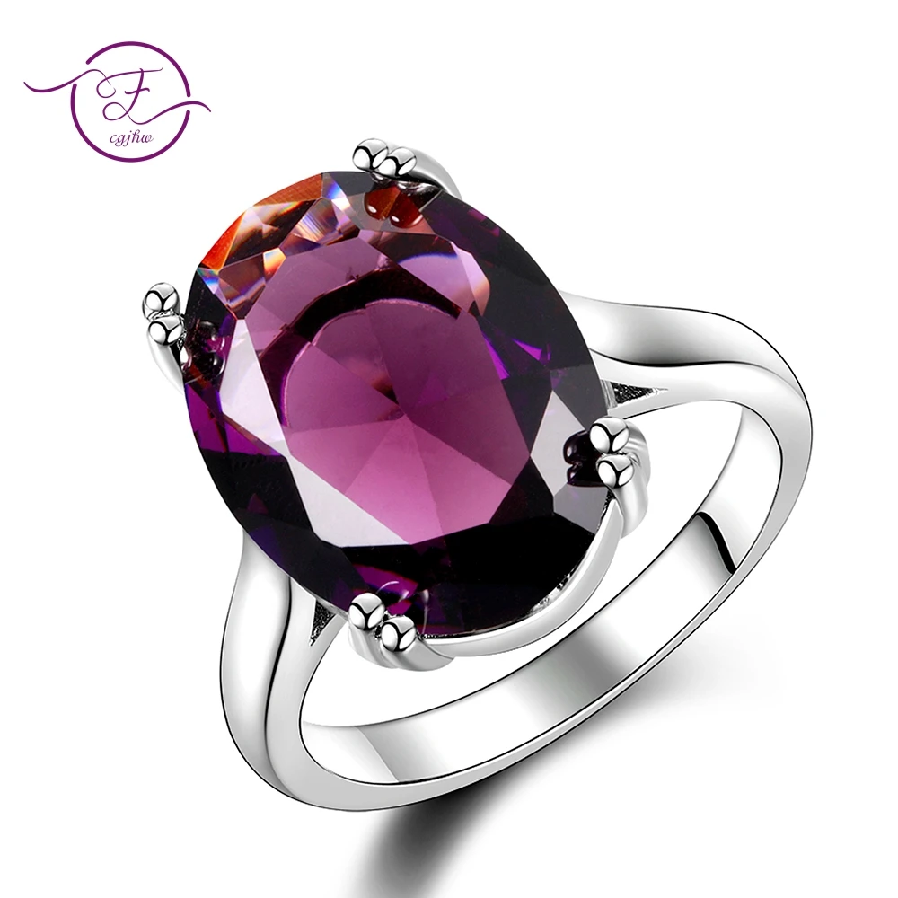 925 Silver Ring Natural Amethyst Oval 13MMX18MM Jewelry For Women Fashion Anniversary Gift silver rings,silver ring