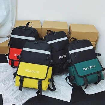 

Hit Color Backpack Women Men Nylon Oxford Multi Pocket Travel Large School Bag Multi-functional Female Male Festival Gifts
