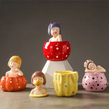 

Creative Fruit Girl Sundries Storage Container Home Decoration Miniature Model Dressing Table Storage Decoration Crafts Kids Toy