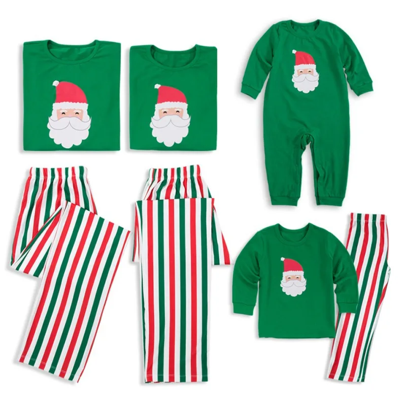 

New Christmas Baby Pajamas Set Family Matching Outfits Green Striped Pyjamas Set Sleepwear Nightwear Xmas Baby