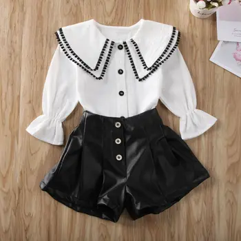 

Imcute 2020 Infant Toddler Kids Baby Girls Boys Buttons Autumn Kids Long Sleeve Clothes Tassel Tops Shirt Leather Shorts Outfits
