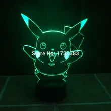 Цвет Изменение мигающий сенсорный датчик контроля от производителя детскими платьями с рисунками покемонов до пикучу, акриловая заколка 3D светодиодный ночной Светильник USB 3D светодиодный Покемон ко дню рождения лампы