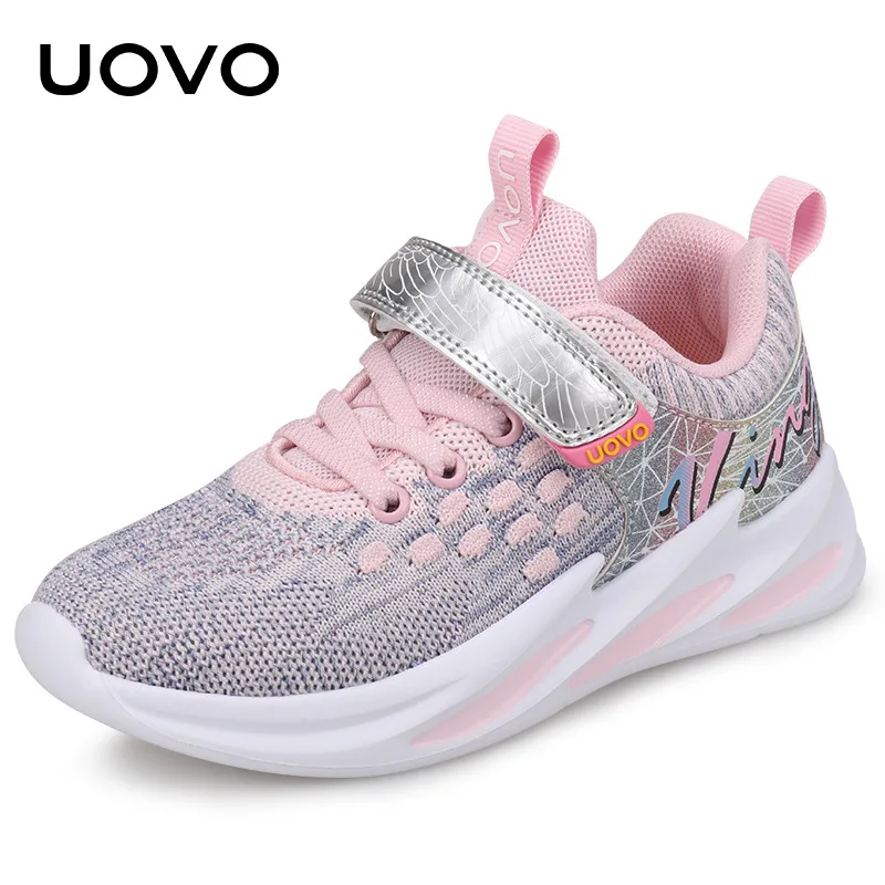 UOVO Kids Sport Sneaker For Girls Running Shoes Autumn Fashion Children Breathable Mesh Casual Shoes 4 5 6 7 8 9 10 11 12 Year - Цвет: pink