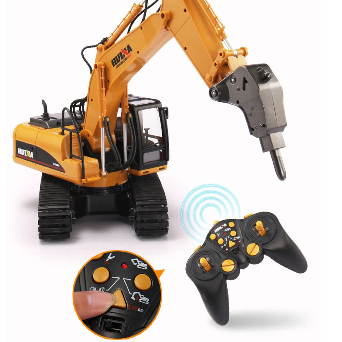 

2020 1:14 Remote Control 16CH Drilling Hammer Crusher Car Simulation Engineering Vehicle For Children Gift - Main Brown