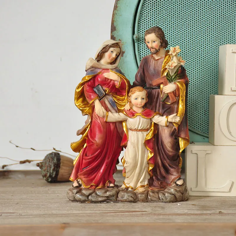 Family of Three Nativity Scene Figures Christ Statue Resin Home Living room Ornament Aesthetic Decoration New Year Gifts | Дом и сад