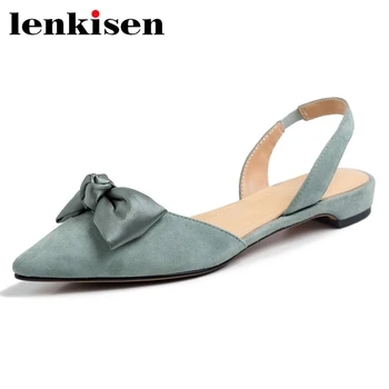 

Lenkisen sheep suede pointed toe low heel butterfly-knot sweet girls Korean street style dating shallow summer women pumps L69