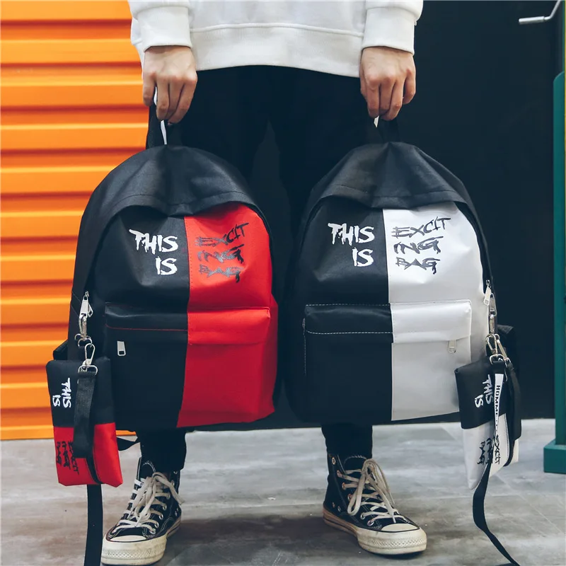 

For Korean-style Harajuku-Style Contrast Color Backpack College Style High School Students Schoolbag Backpack