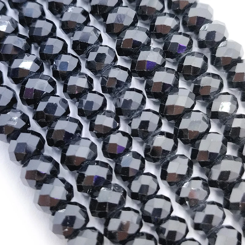 Natural Stone Faceted Black Tourmaline Beads Small Section Loose Spacer For Jewelry Making DIY Necklace Bracelet 15''