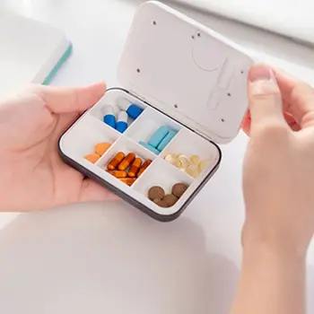 

6/4 Grids Dusproof Mini Pill Box Reminder Drug Alarm Electronic Timer Organizer