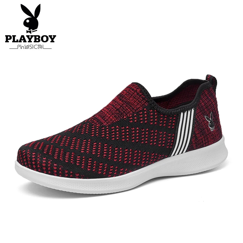 PLAYBOY мужской летний модный дышащий сетчатый Спортивная подготовка на открытом воздухе обувь для бега Casua прогулочная обувь Мужская теннисная обувь - Цвет: Красный