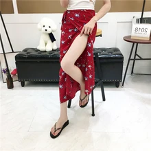 Женские юбки из шифона с принтом; женские юбки до щиколотки; женские юбки с принтом