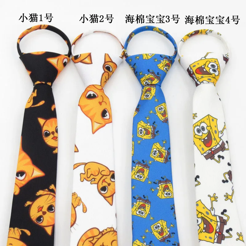 Галстук-не требует завязывания галстуки с рисунками из мультфильмов для мужчин и женщин 6 см Корейская версия узкого галстука Досуг печатных ленивый галстук