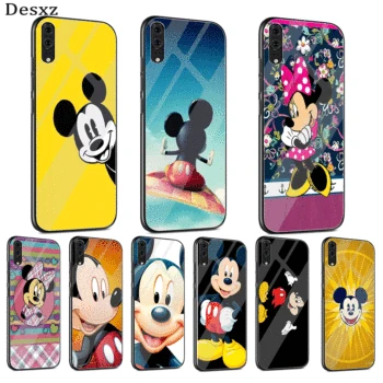 

TPU Glass Phone Case For Huawei Mate Honor 8X 9 10 7A 20 P30 P20 P10 Lite Pro P Smart Cover Mickey Y Minnie